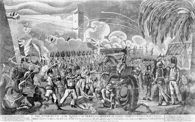The Storming and Capture of Seringapatam by Lord Mornington, 4th May 1799, pub. by G. Thompson, 1800 by English School